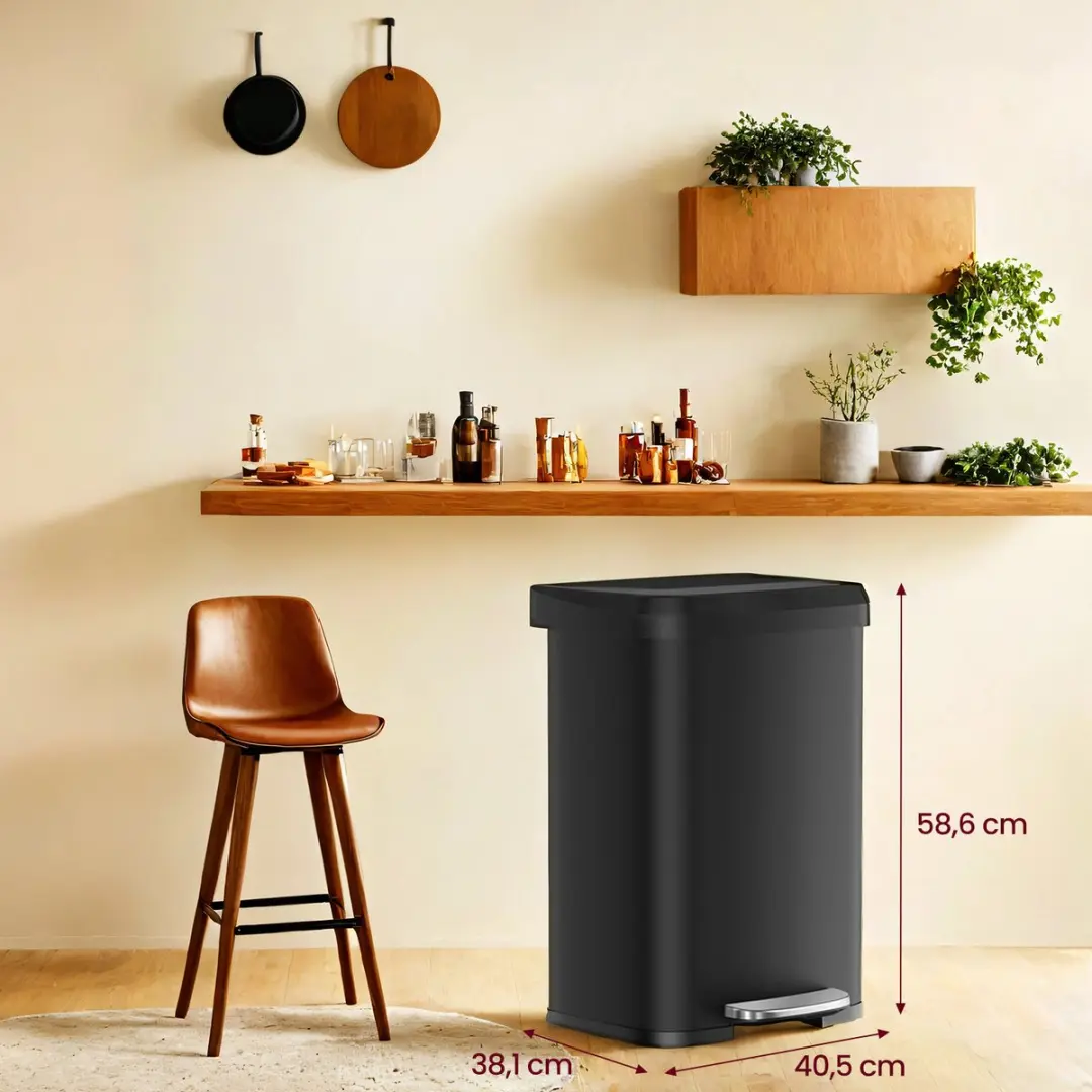 Songmics LTB530B5002 Vuilnisbak 50L - Zwart - 15 Zakken