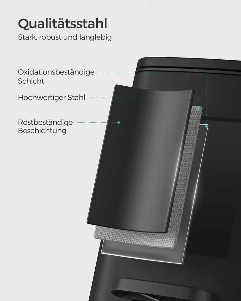 Songmics Badkamerprullenbak 6L - Staal Zwart