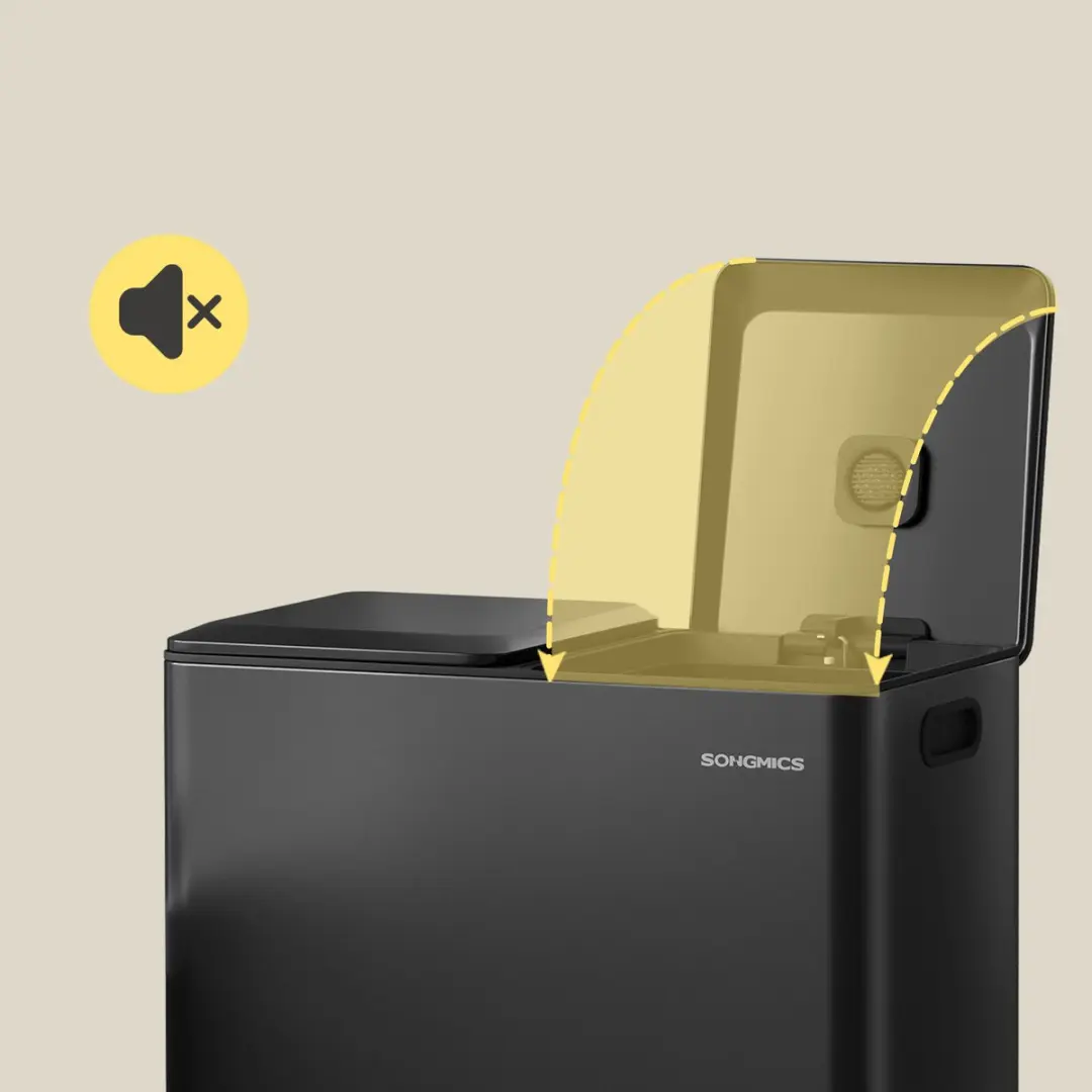 Songmics LTB743B02 Prullenbak Keuken 2 Vakken 60L - Inktzwart