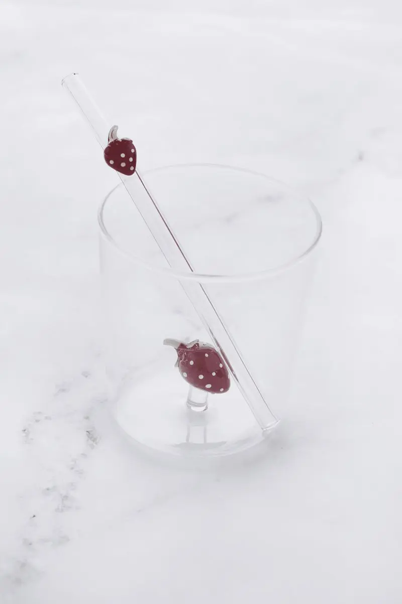 Typhoon Point-Virgule Glas met Rietje 300ml - Bessenrood