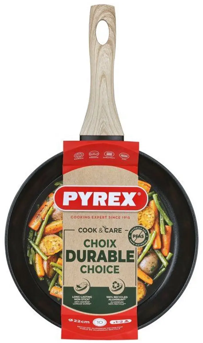 Pyrex Cook & Care Koekenpan 22cm - PFAS-vrij - Zwart