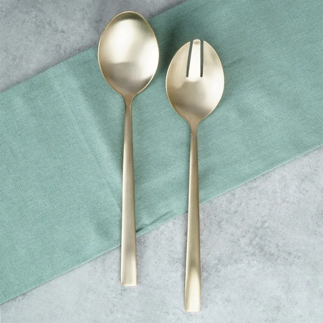 Excellent Houseware Stalen Saladelepels 25cm - Goud - 2 Stuks