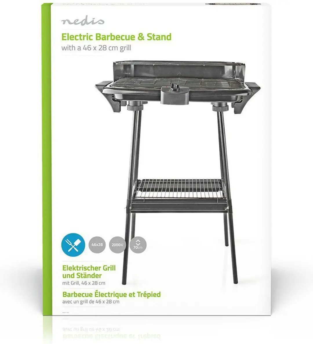 Nedis Elektrische BBQ BBQE111BK - 2000W - Ø28cm - 8 Burgers - Zwart