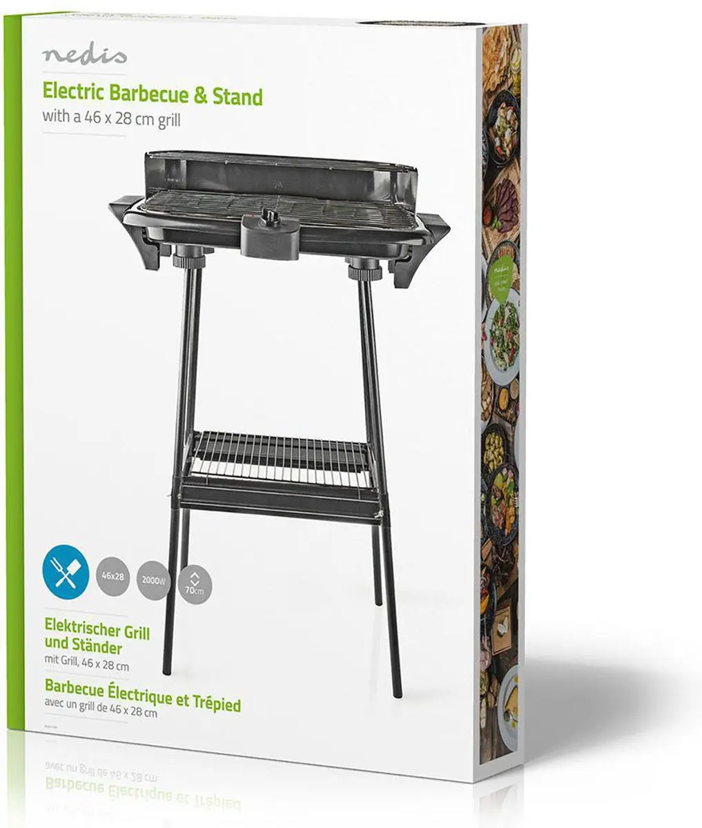 Nedis Elektrische BBQ BBQE111BK - 2000W - Ø28cm - 8 Burgers - Zwart - afbeelding 6 van 6