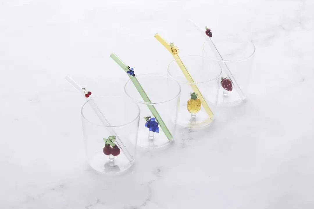 Typhoon Point-Virgule Glas met Rietje 300ml - Groen
