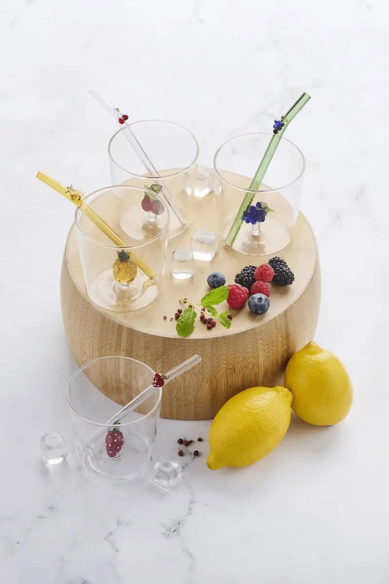 Typhoon Point-Virgule Glas met Rietje 300ml - Groen