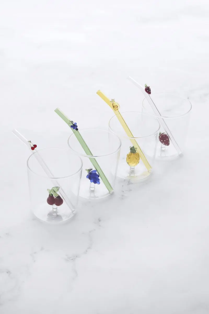 Typhoon Point-Virgule Glas met Rietje 300ml - Groen