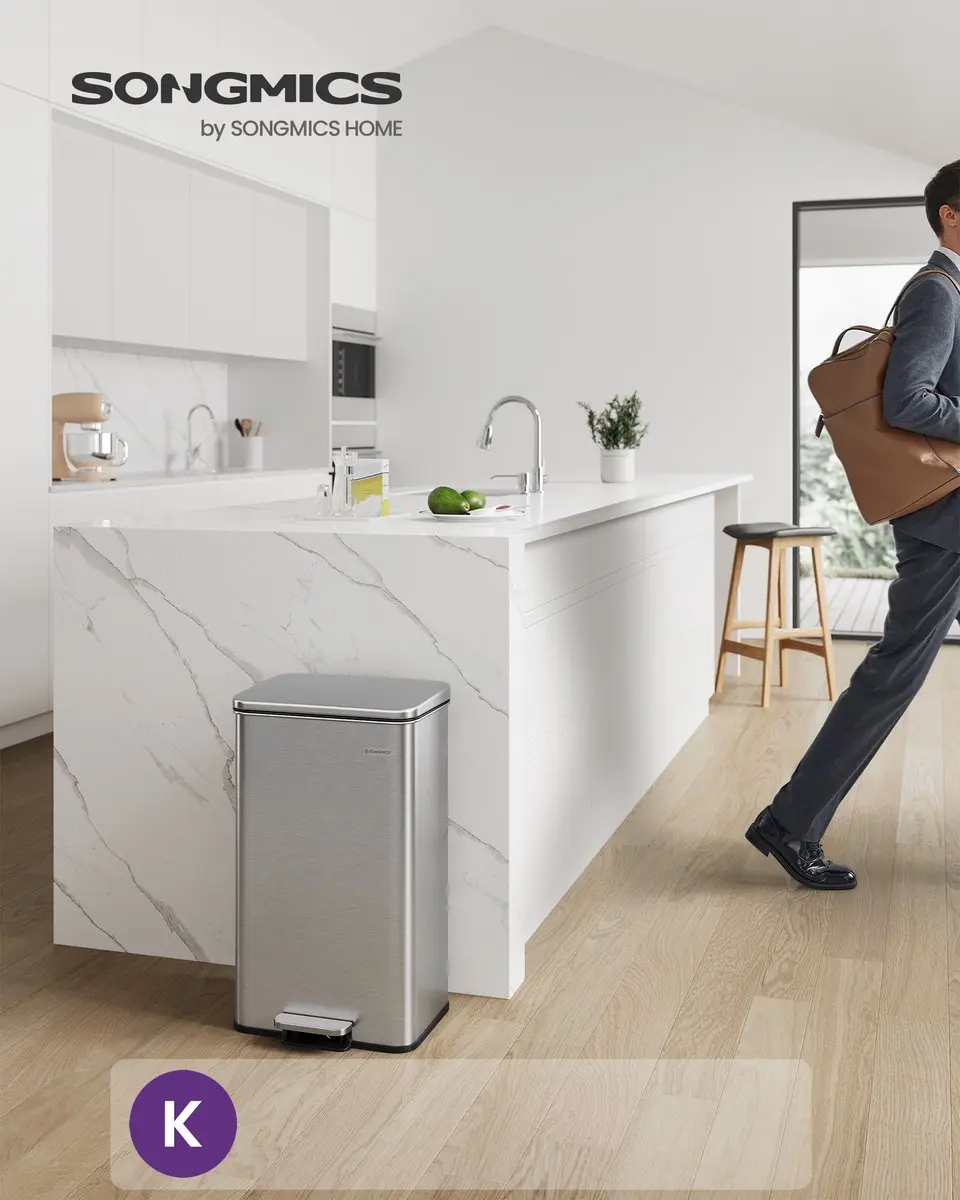 Songmics LTB540E40 Prullenbak 40L - Zilver - Softclose