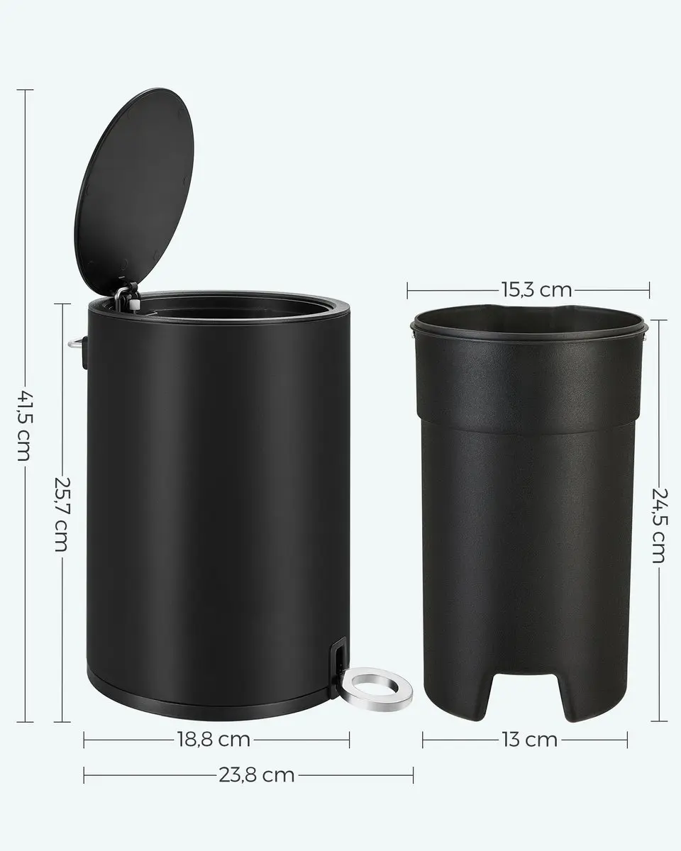 Songmics LTB011B01 Cosmetische Prullenbak - 3L - Zwart