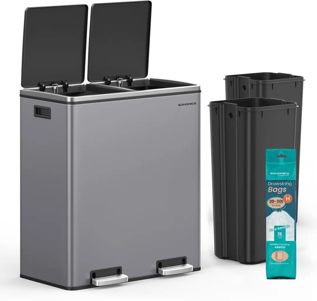 Songmics LTB060GD03 Prullenbak 2 Vakken 60L