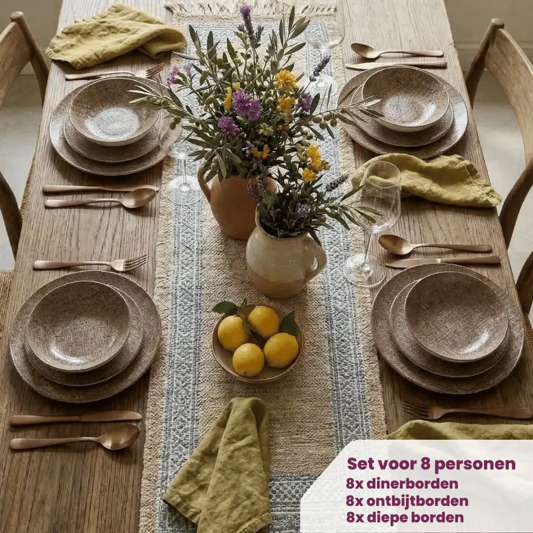 Cookinglife Marrakech Porselein Serviesset 24-delig - 8 Personen - Bruin