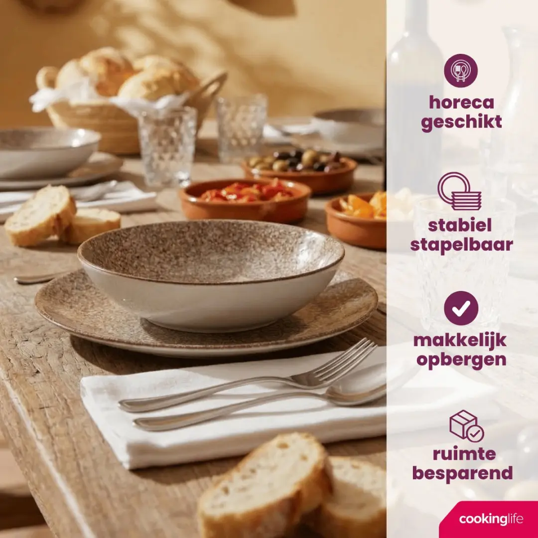 Cookinglife Marrakech Porselein Serviesset 24-delig - 8 Personen - Bruin