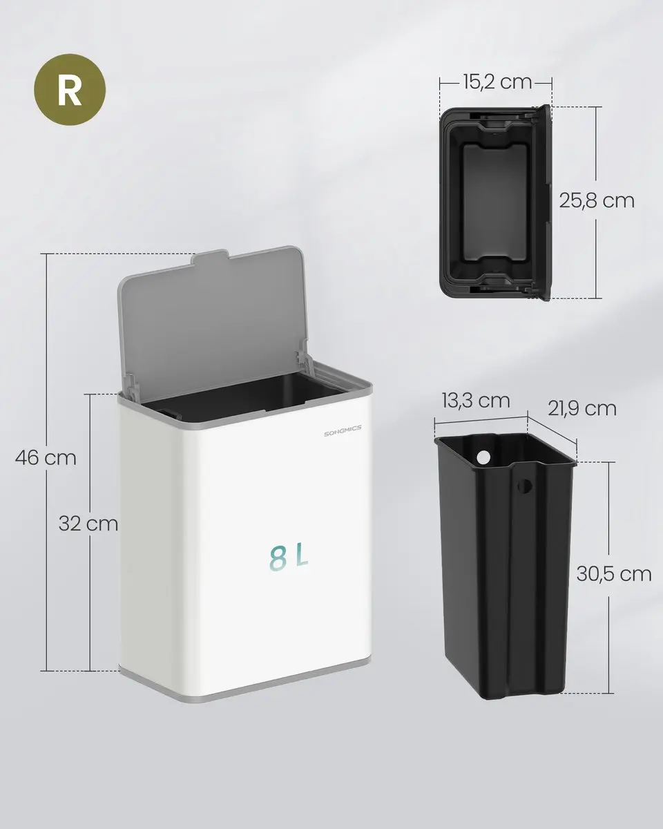 Songmics LTB810W01 Hangende Prullenbak - 12.5L Wit