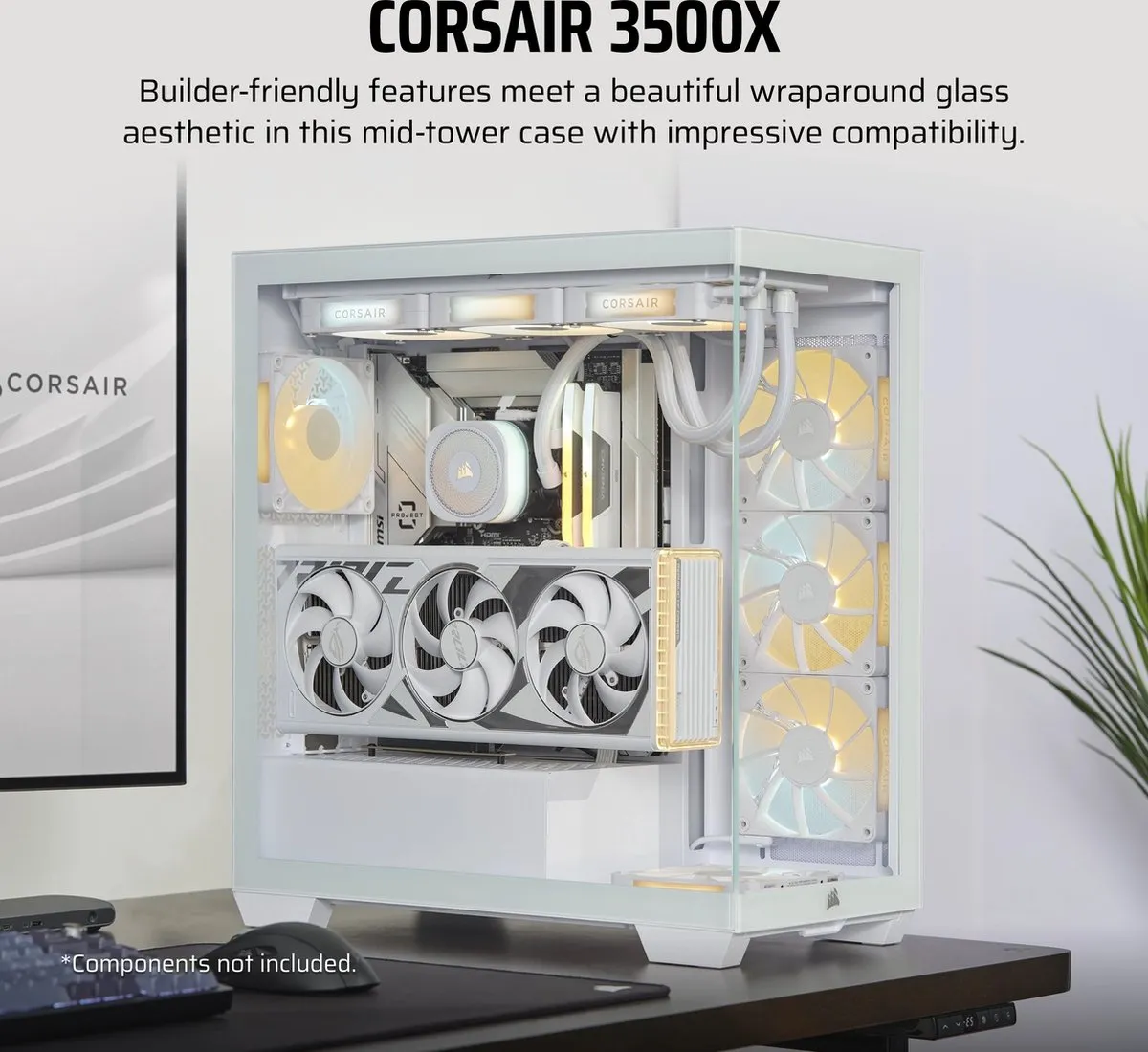 CORSAIR 3500X - Midtowermodel ATX - Gehard Glas - Wit