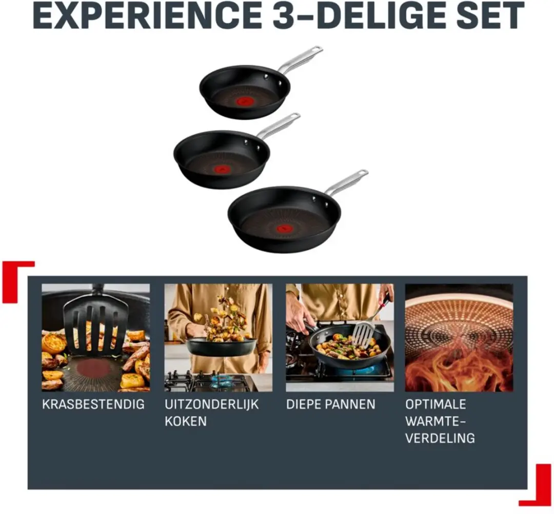 Tefal Experience Fusion Core Pannenset 20/24/28cm - 3 Stuks