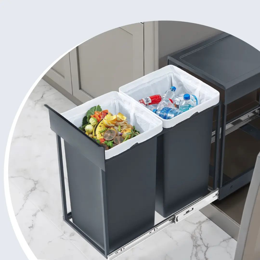 Songmics LTB950GZ01 Afvalscheidingssysteem 2 Vakken 30L - Grijs
