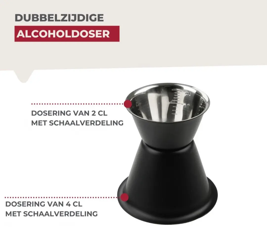 Fackelmann Spectre Cocktailmaatjes 2 & 4cl - Zwart