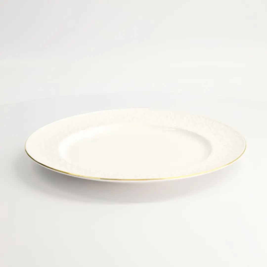 Tokyo Design Studio Nippon White Gold Rim Bord - Stripe 27cm - Wit/Goud