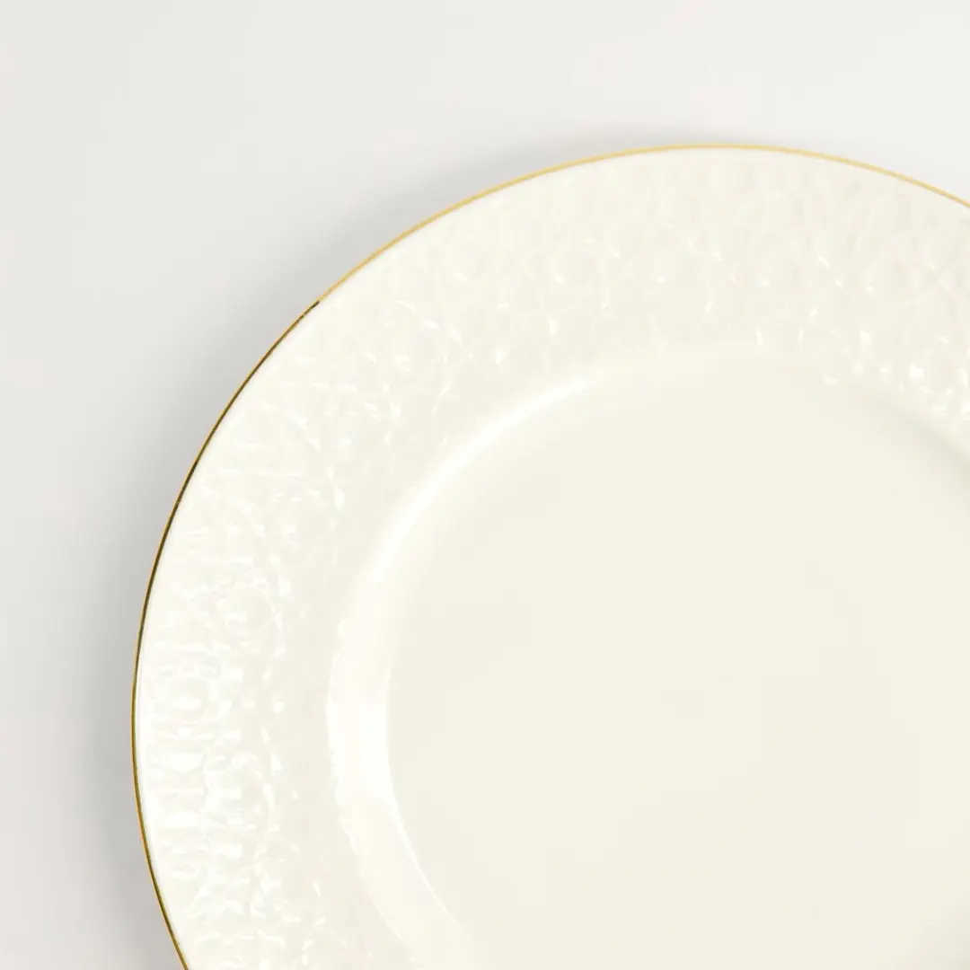 Tokyo Design Studio Nippon White Gold Rim Bord - Stripe 27cm - Wit/Goud