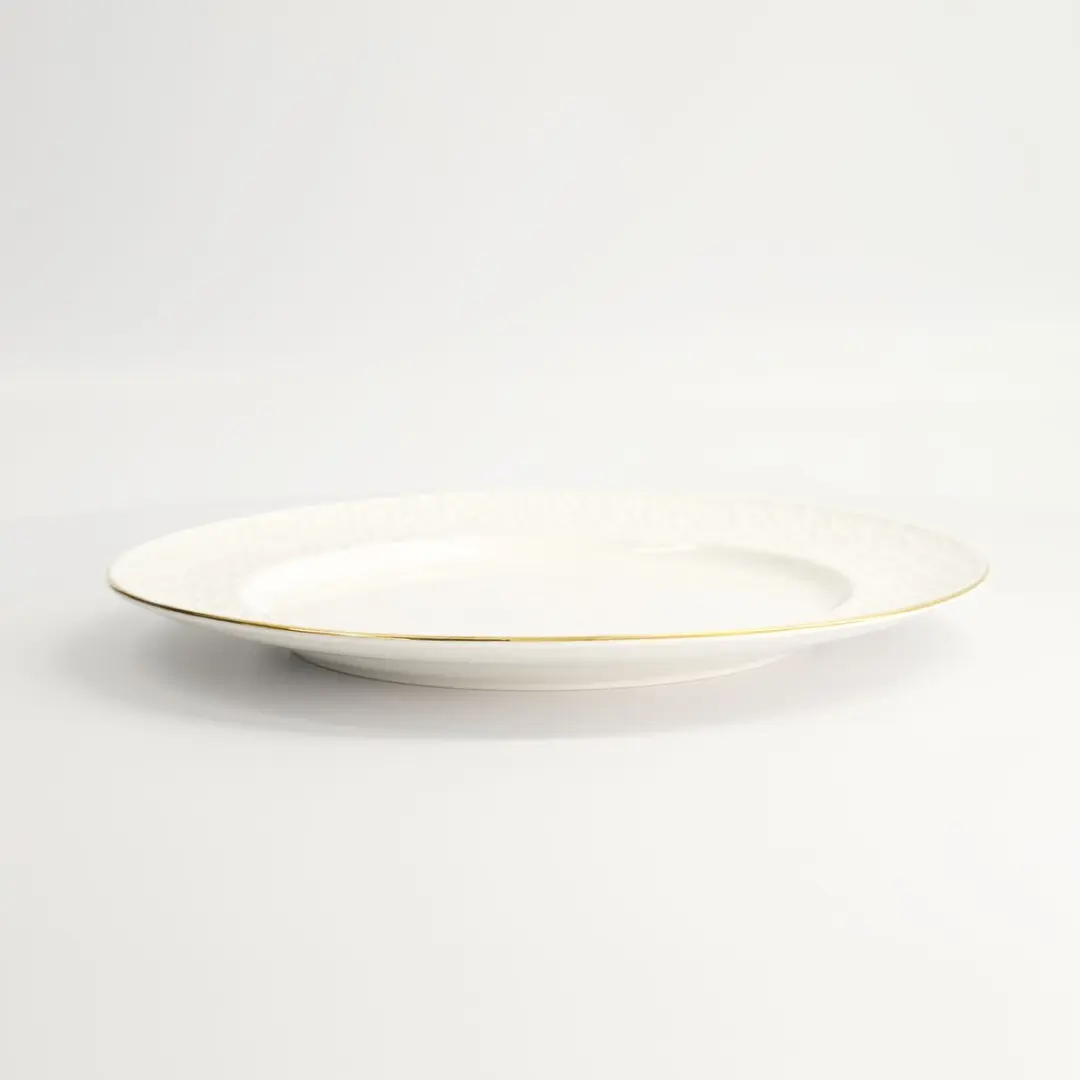 Tokyo Design Studio Nippon White Gold Rim Bord - Stripe 27cm - Wit/Goud