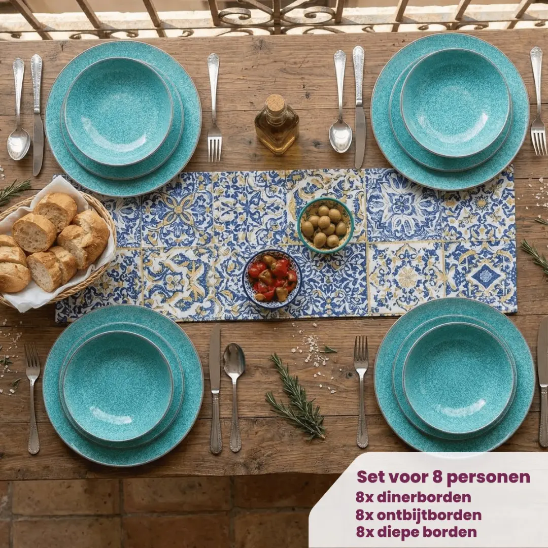 Cookinglife Bali Porselein Serviesset 24-delig - 8 Personen - Groen