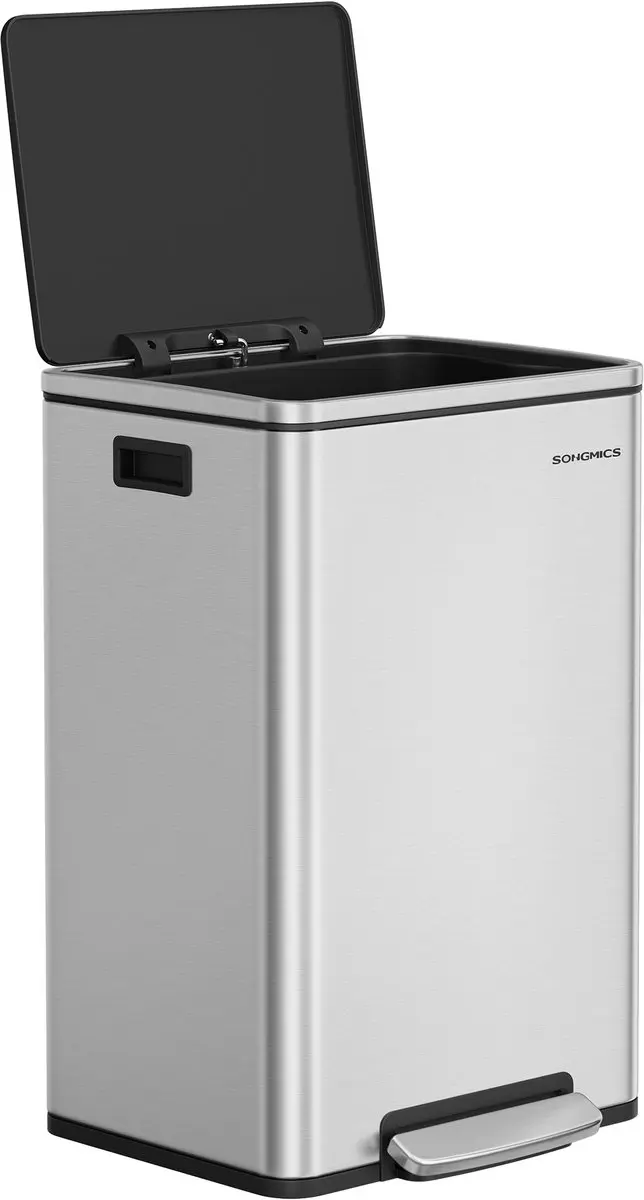 SONGMICS LTB595E01V1 - Prullenbak 50L - Uitneembare Kunststof Binnenemmer - Softclose Deksel