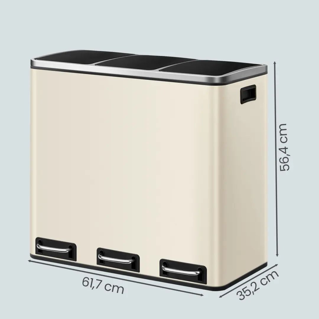 Songmics LTB054A02 Keukenprullenbak 3-vaks - 54L - Beige