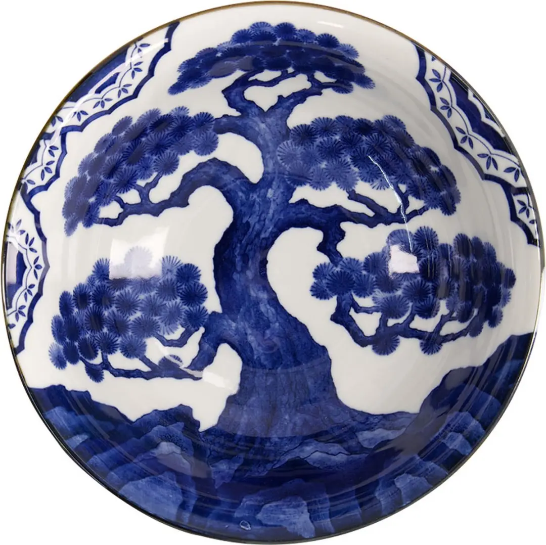 Tokyo Design Studio Wa Mixed Bowl Pine - 20,5x8cm - Blauw/Wit
