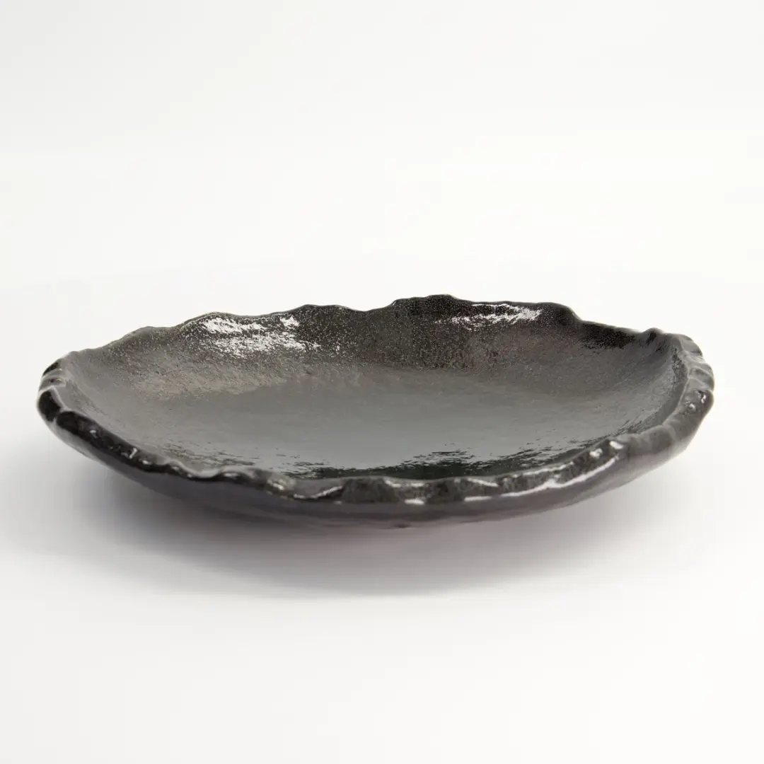 Tokyo Design Studio Mino Craft Groot Rond Bord - 26,5x24x4,5cm - Zwart