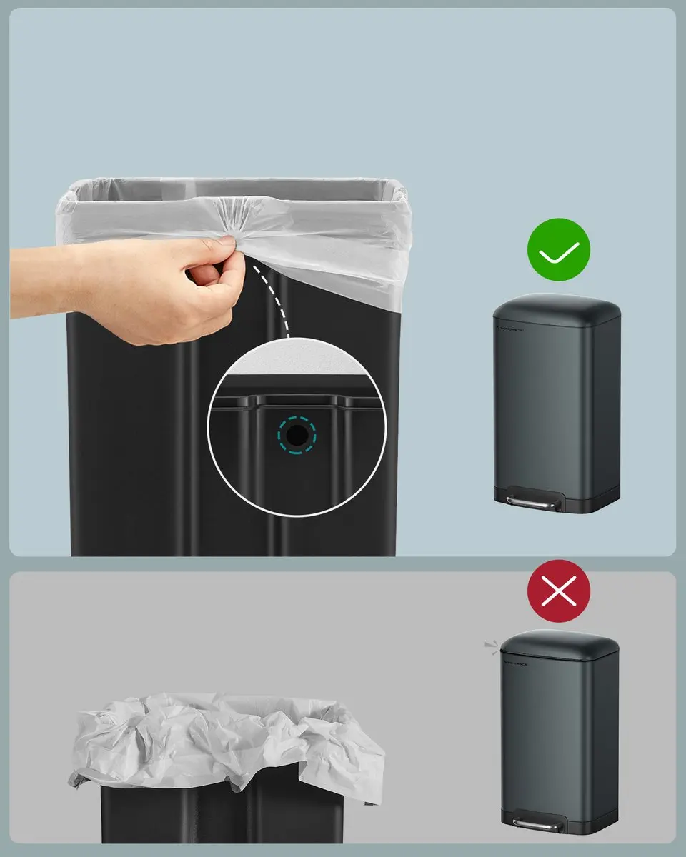 Songmics LTB01GS Prullenbak Keuken 30L - Groen-grijs - afbeelding 6 van 6