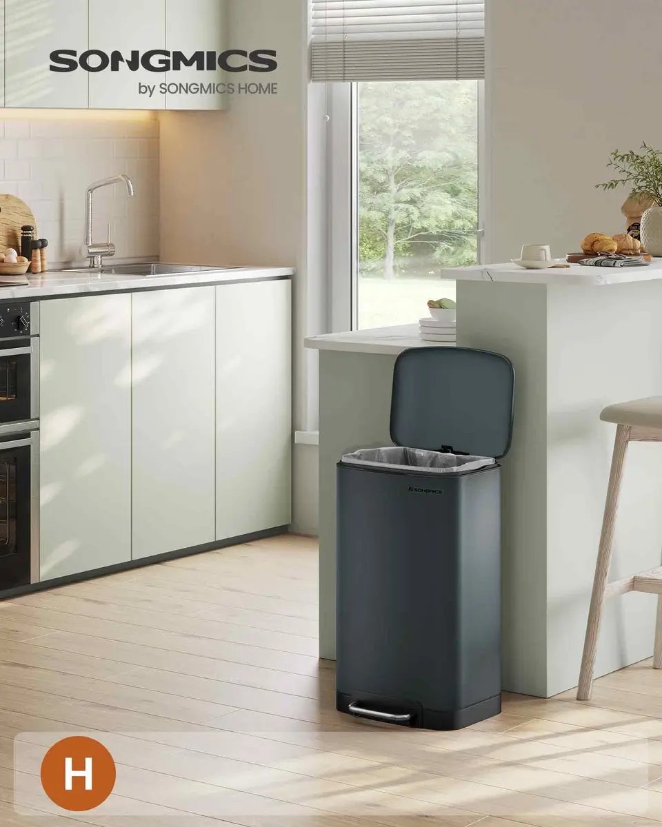 Songmics LTB01GS Prullenbak Keuken 30L - Groen-grijs