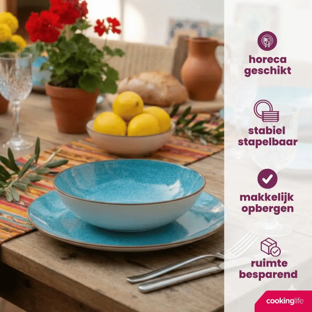 Cookinglife Ibiza Porselein Serviesset - 24-delig - Blauw