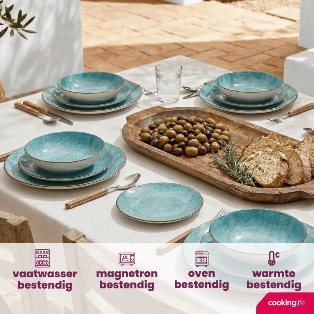 Cookinglife Ibiza Porselein Serviesset - 24-delig - Blauw