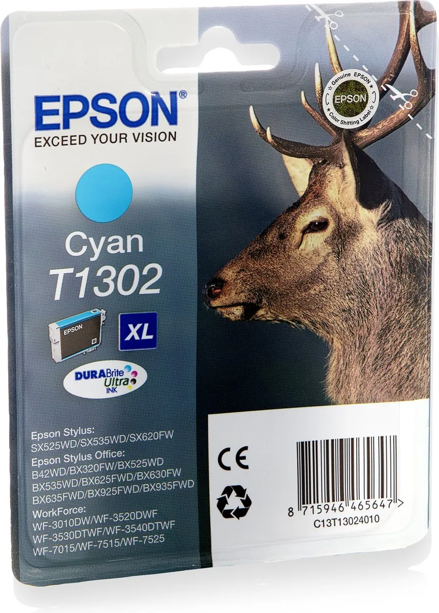 Epson T1302 C13T13024010 Inktcartridge - Cyaan 10.1ml