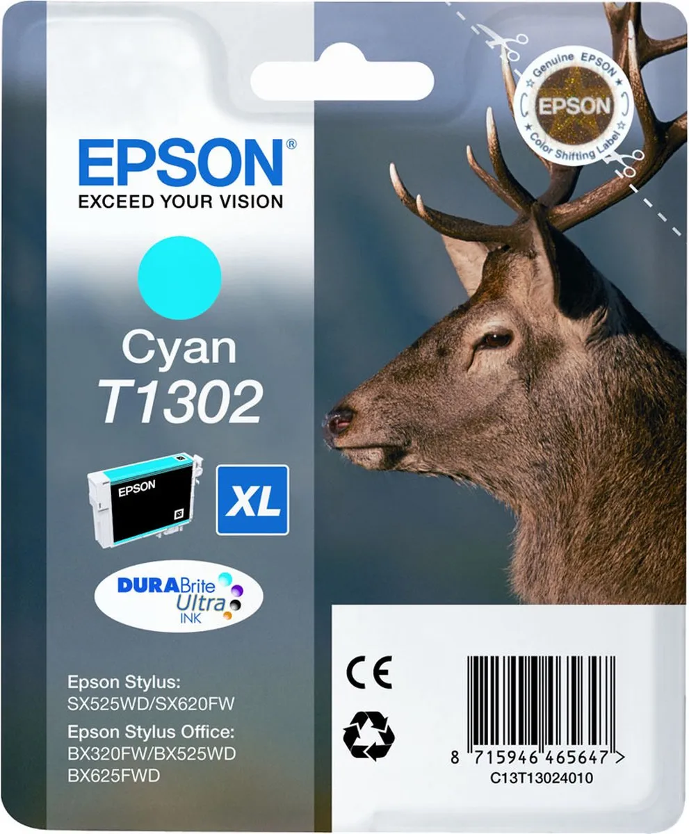 Epson T1302 C13T13024010 Inktcartridge - Cyaan 10.1ml