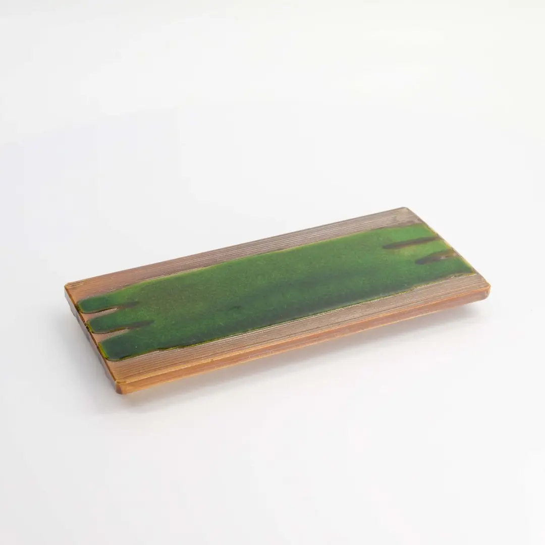 Tokyo Design Studio Mino Craft Rechthoekig Bord - 26x12cm Groen/Bruin