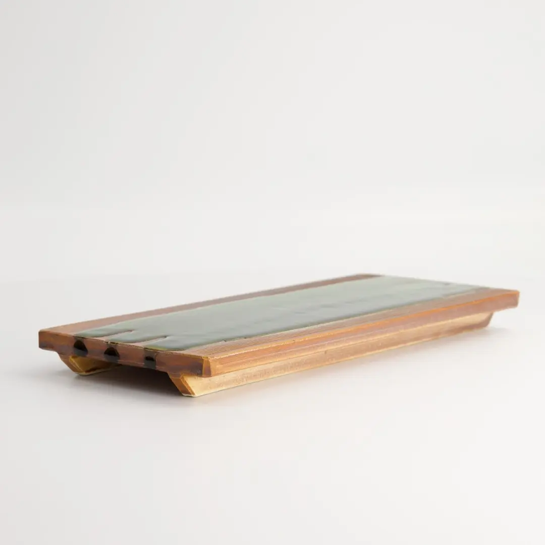 Tokyo Design Studio Mino Craft Rechthoekig Bord - 26x12cm Groen/Bruin
