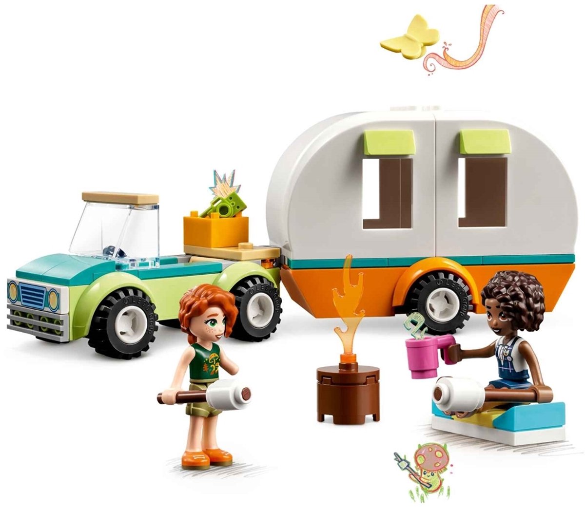 LEGO Friends Kampeervakantie Set met Caravan en Auto en Minipoppetjes- 41726