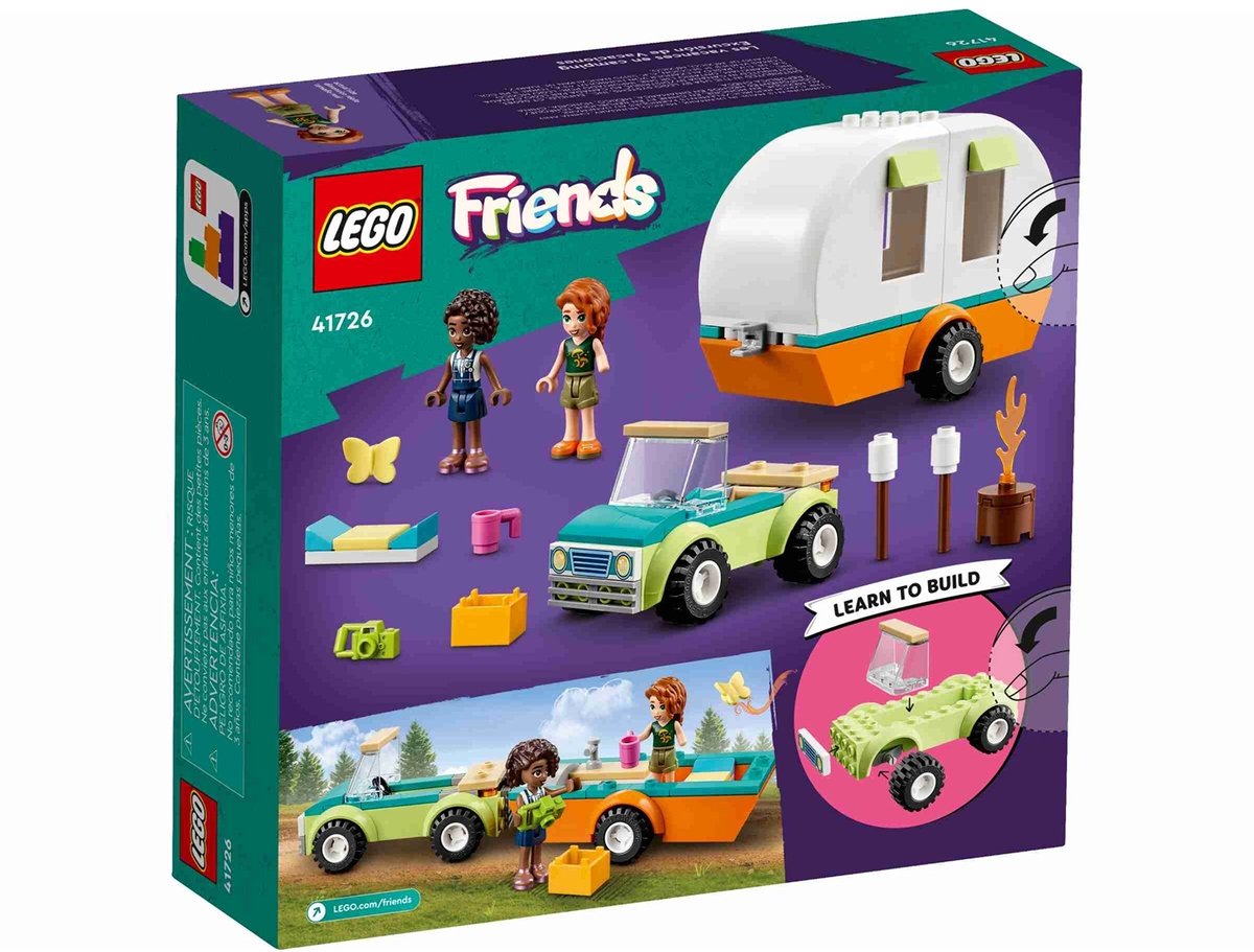 LEGO Friends Kampeervakantie Set met Caravan en Auto en Minipoppetjes- 41726