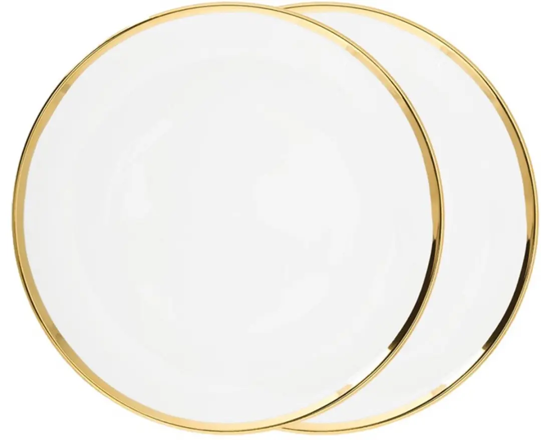 Vtwonen Set van 2 Bord 20cm - Wit met Goud Rand