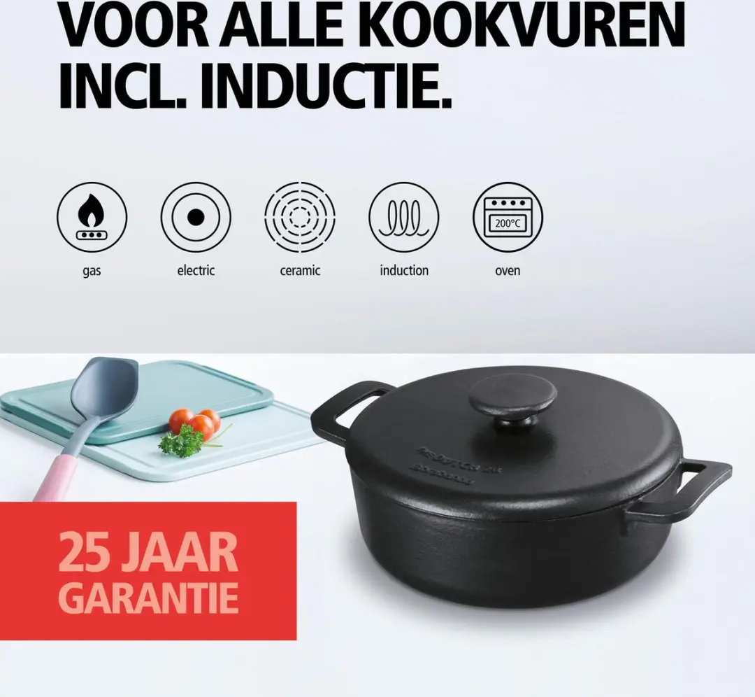 Brabantia The Dutch Braadpan 28cm - Gietijzer - Zwart