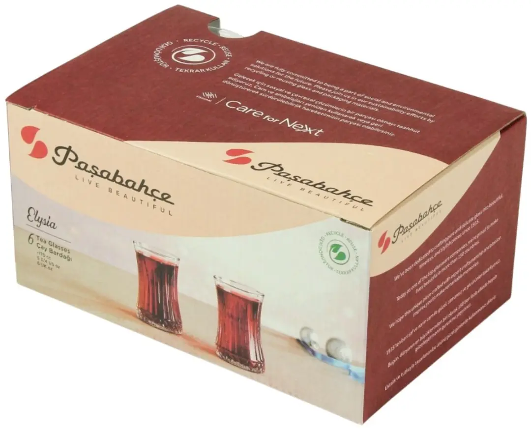 Pasabahce Elysia Turkse Theeglazen Set 6x 170ml - Transparant