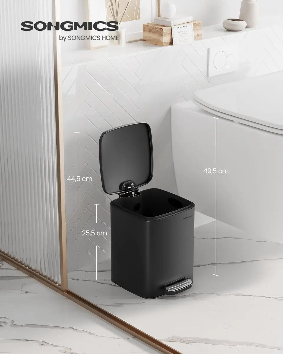 Songmics LTB590B0602 Prullenbak met Pedaal 12L - Zwart