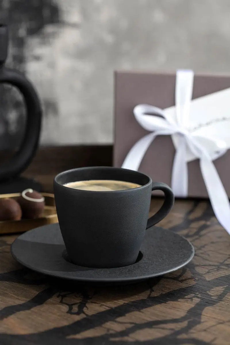 Villeroy & Boch Manufacture Rock Koffiekop & Schotel - 160ml - Zwart