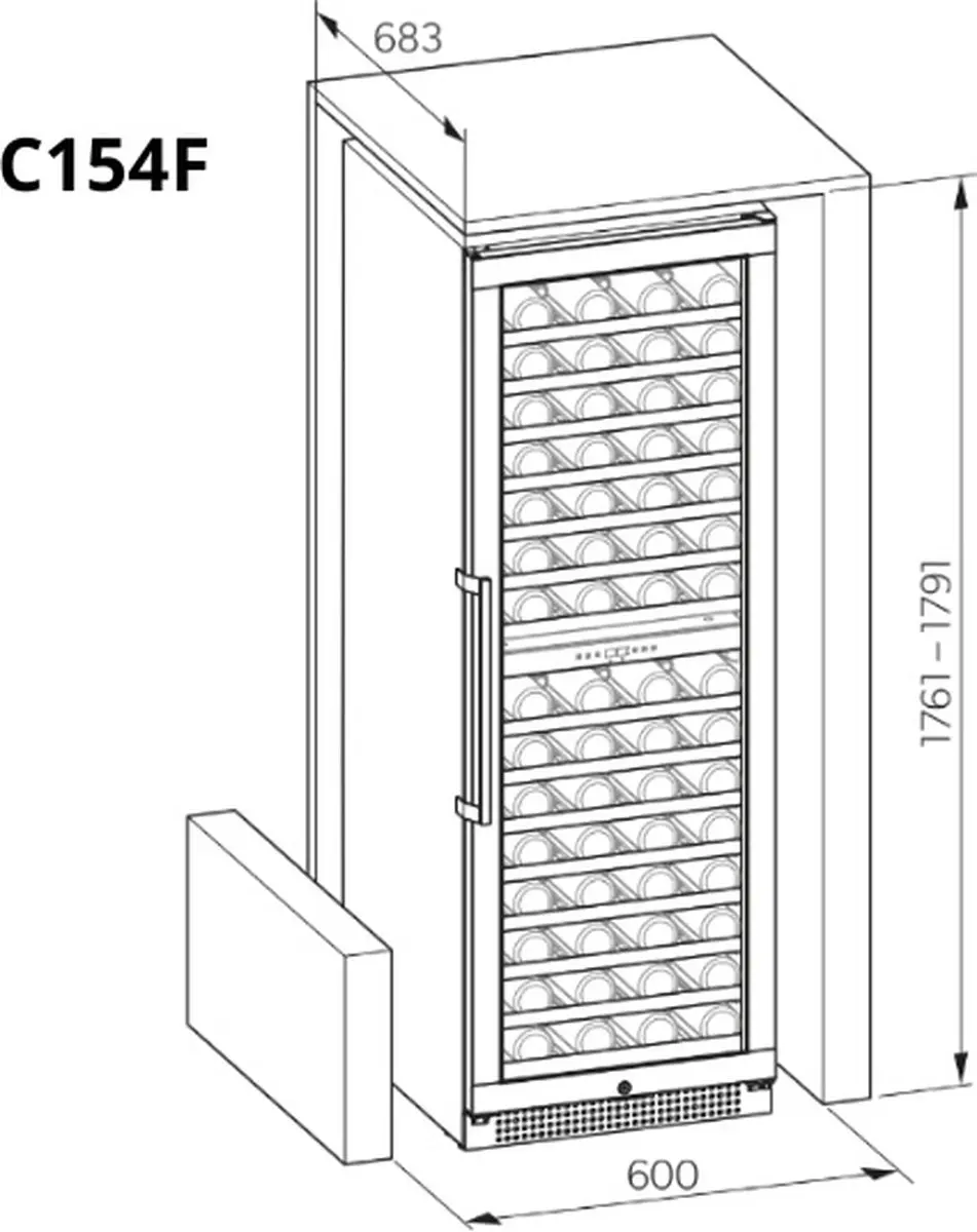 Dometic C154F Wijnkoelkast 154 Flessen - 418L - 2 Zones - RVS/Zwart