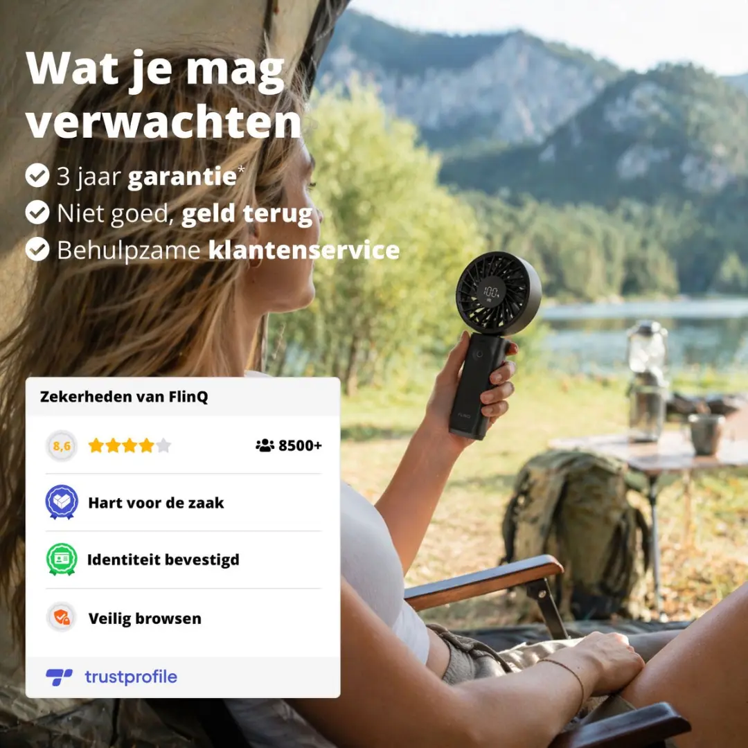 FlinQ VoltAir Handventilator 5W - 6 Snelheden - Zwart
