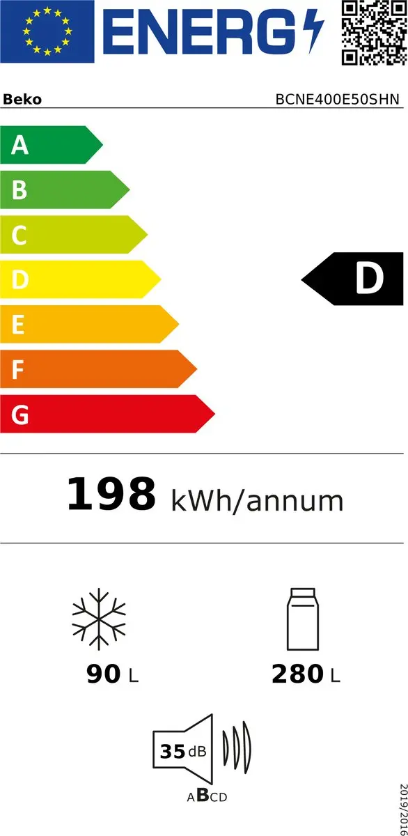 Beko BCNE400E50SHN Inbouw Koelvriescombinatie 370L - Wit