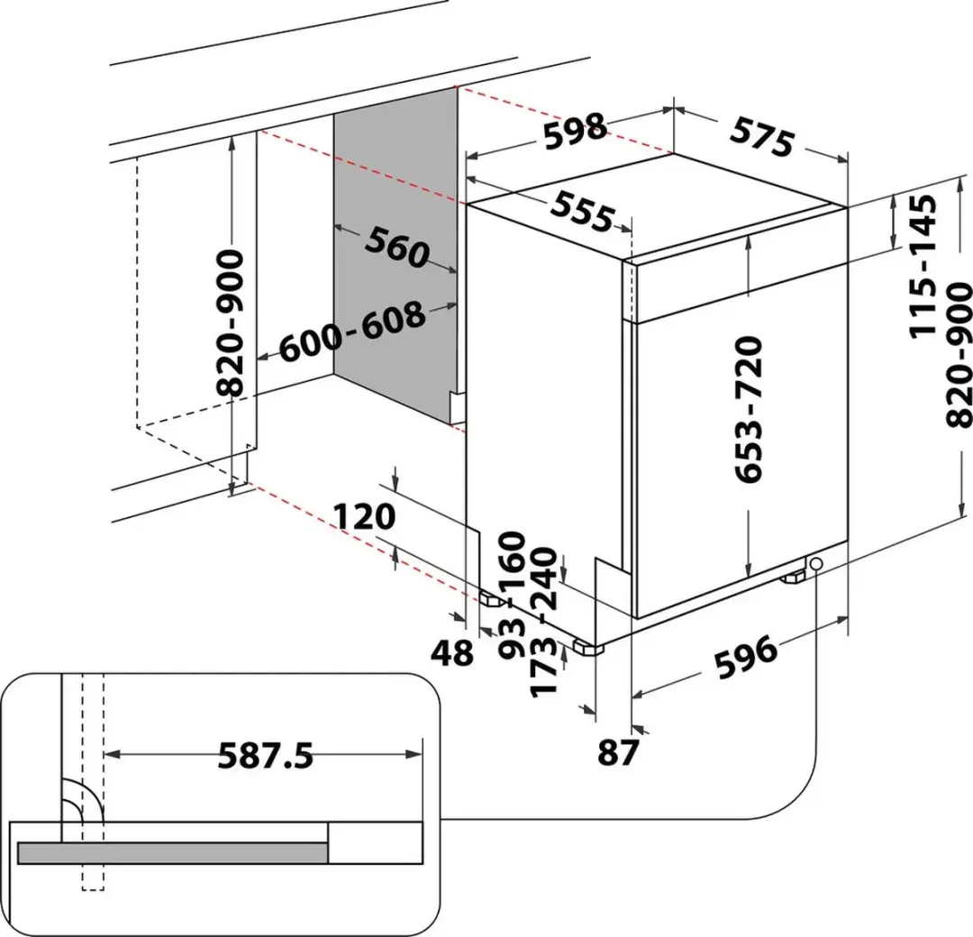 Bauknecht B0B D641A X Halfgeïntegreerde Vaatwasser - 14 Couverts
