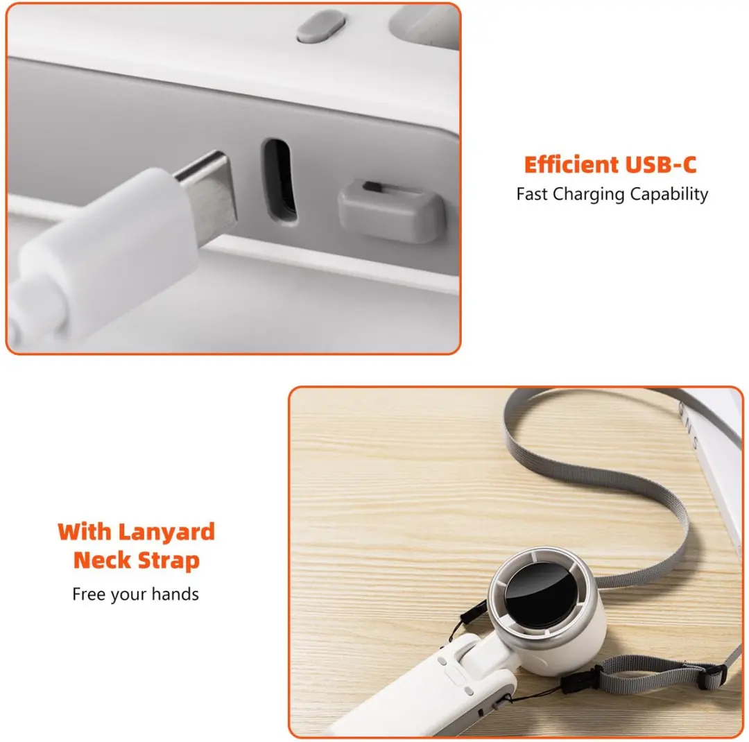 ECTEATOY Handventilator 3600mAh - 5 Standen - Zwart - afbeelding 6 van 6