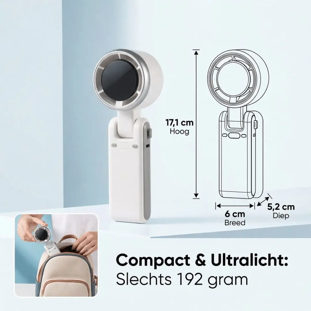 ECTEATOY Handventilator 3600mAh - 5 Standen - Zwart